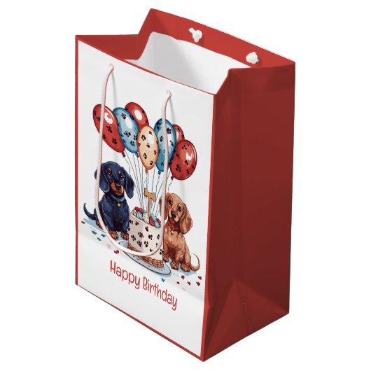 Gelukkige Verjaardag Teckel Honden Medium Cadeauzakje (Voorkant Gekanteld)