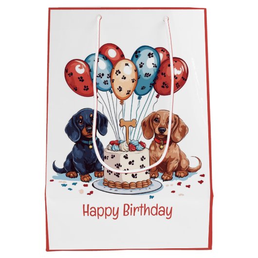 Gelukkige Verjaardag Teckel Honden Medium Cadeauzakje (Achterkant)