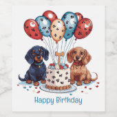 Gelukkige Verjaardag Teckel Honden Wijn Etiket (Enkel label)