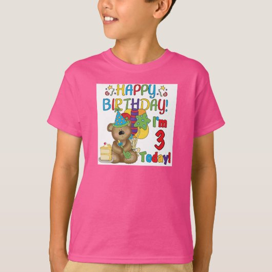 Gelukkige Verjaardag Teddy Bear 3e Tshirts en gesc (Voorkant)