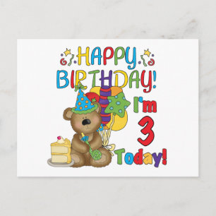 Gelukkige Verjaardag Teddy Bear 3e Tshirts en gesc Briefkaart