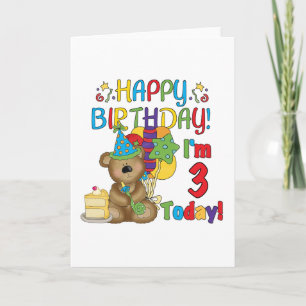 Gelukkige Verjaardag Teddy Bear 3e Tshirts en gesc Kaart