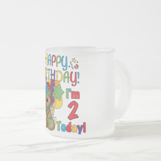 Gelukkige Verjaardag Teddybeer 2e Verjaardag Matglas Koffiemok (Voorkant rechts)