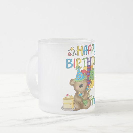 Gelukkige Verjaardag Teddybeer 2e Verjaardag Matglas Koffiemok (Voorkant links)