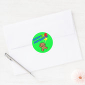 Gelukkige Verjaardag Teddybeer met Ballonnen Ronde Sticker (Envelop)