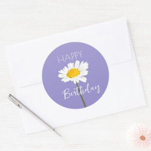 Gelukkige verjaardag terwijl Daisy Flower Ronde Sticker