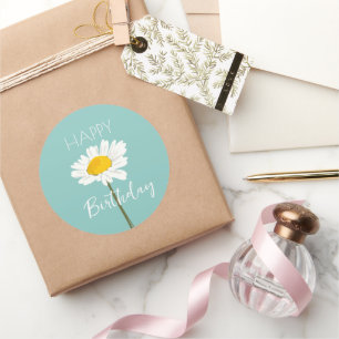 Gelukkige verjaardag terwijl Daisy Flower Ronde Sticker