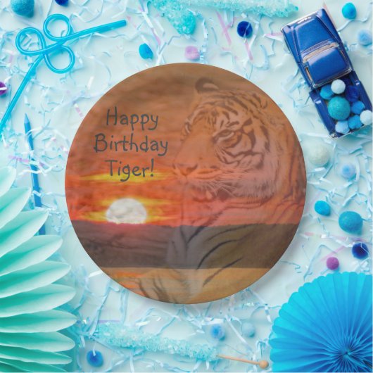 Gelukkige Verjaardag Tijger! Papieren Bordje (Feest)