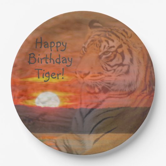 Gelukkige Verjaardag Tijger! Papieren Bordje