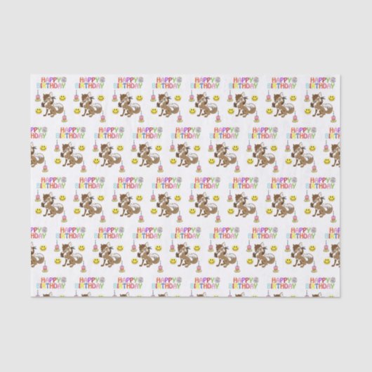 Gelukkige Verjaardag Tissue Paper Wolf Tissuepapier (Voorkant)