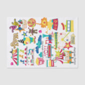 Gelukkige Verjaardag Tissue Papier Carnaval Circus (Voorkant)