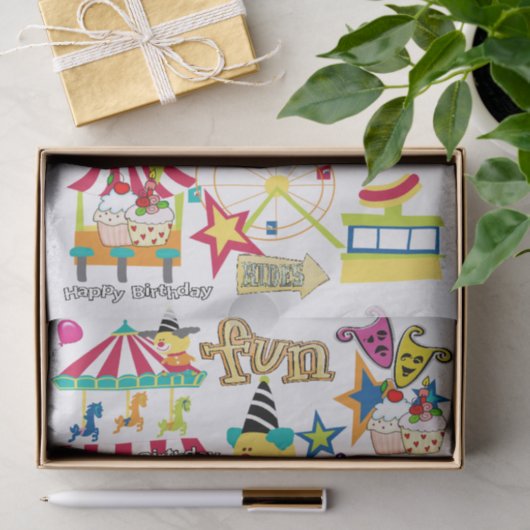 Gelukkige Verjaardag Tissue Papier Carnaval Circus (Geschenk)