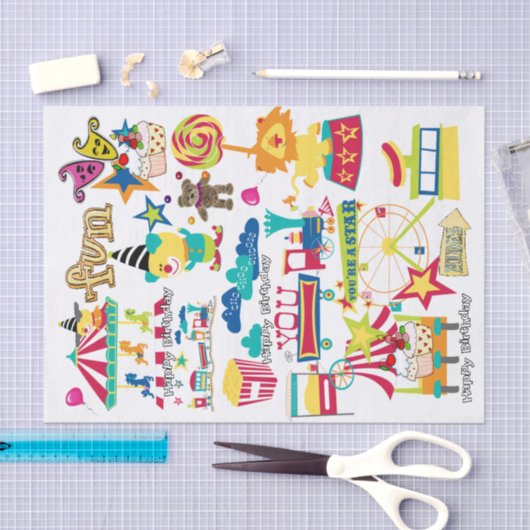 Gelukkige Verjaardag Tissue Papier Carnaval Circus (Craft)