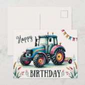 Gelukkige verjaardag Tractor Ansichtkaart Briefkaart (Voorkant / Achterkant)