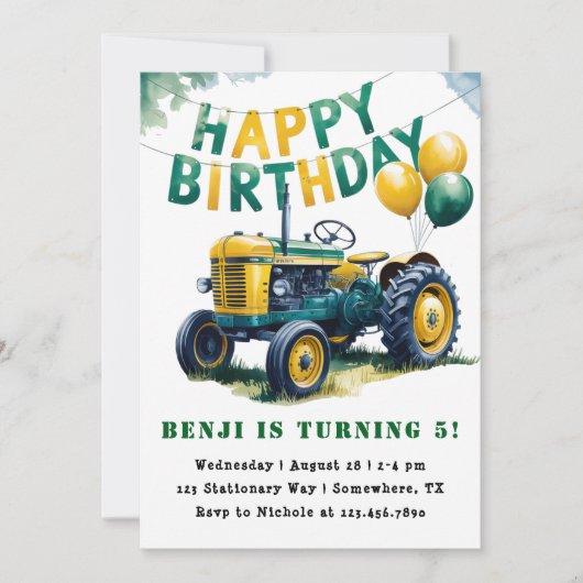 Gelukkige Verjaardag Tractor Boy Verjaardag Bash Kaart (Voorkant)