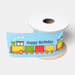 Gelukkige verjaardag trein satijnen lint