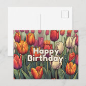 Gelukkige Verjaardag Tulp Bloemen Briefkaart (Voorkant / Achterkant)