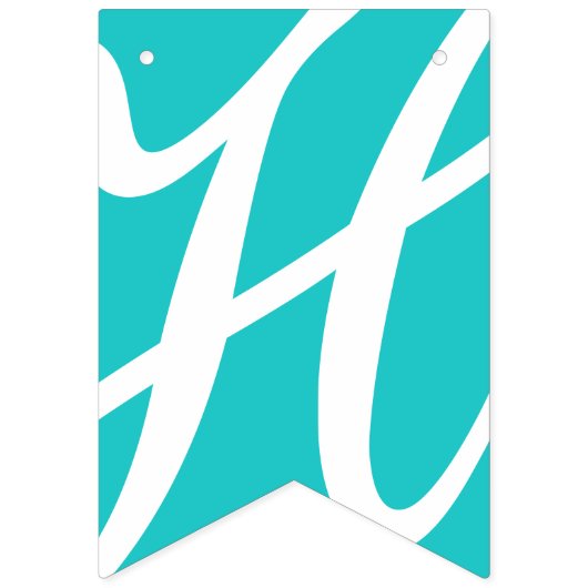 GELUKKIGE VERJAARDAG Turquoise en wit Vlaggetjes (Tweede vlag)