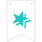 GELUKKIGE VERJAARDAG Turquoise en wit Vlaggetjes (Eerste vlag)