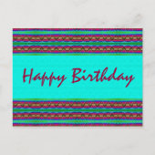Gelukkige Verjaardag turquoise rood Briefkaart (Voorkant)