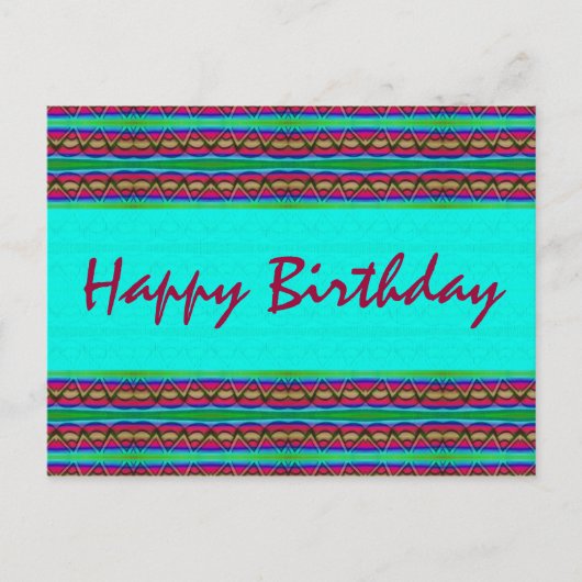 Gelukkige Verjaardag turquoise rood Briefkaart (Voorkant)