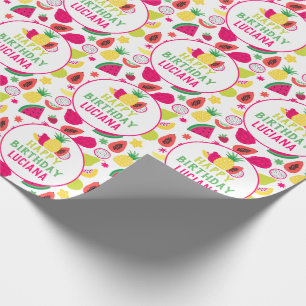 Gelukkige Verjaardag Tutti Frutti Fruit Verjaardag Cadeaupapier