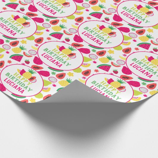 Gelukkige Verjaardag Tutti Frutti Fruit Verjaardag Cadeaupapier (Hoek)