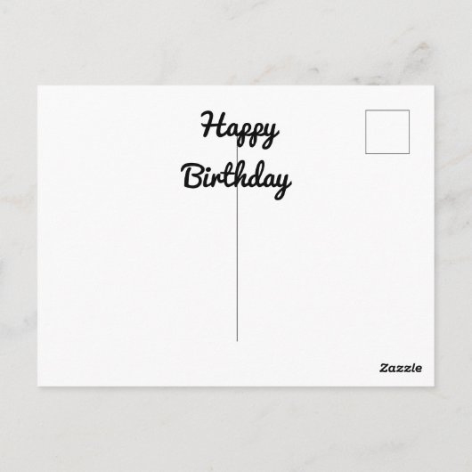 Gelukkige verjaardag. Tuxedo-kat met een roos. Briefkaart (Achterkant)