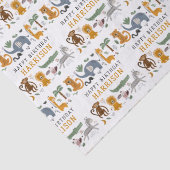 Gelukkige Verjaardag Twee Wilde Safari Dieren Pers Tissuepapier (Detail)