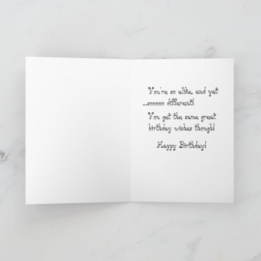 Gelukkige verjaardag tweeling! kaart (Binnen)