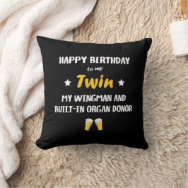 Gelukkige verjaardag tweelingbroer grappige quote kussen