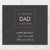 Gelukkige Verjaardag, Typografie Zwart, Wit en Sin Sparkling Wijnetiket (Enkel label)