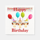 Gelukkige verjaardag uilen en ballonnen servet (Voorkant)