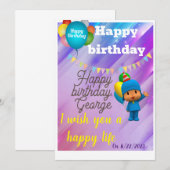 Gelukkige verjaardag Uitnodiging (Voorkant / Achterkant)