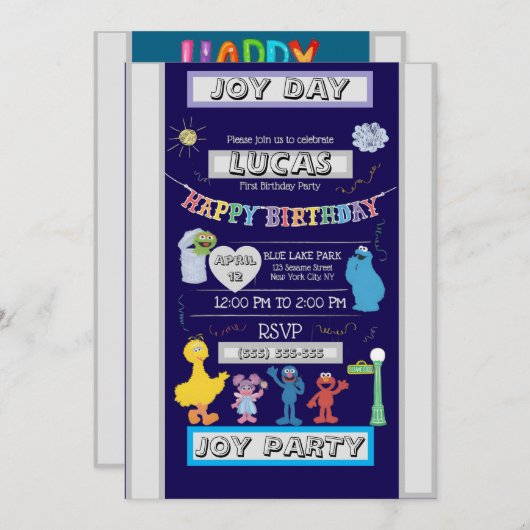 gelukkige verjaardag Uitnodiging (Voorkant / Achterkant)