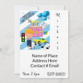 Gelukkige Verjaardag Uitnodiging Jongen Auto (Achterkant)