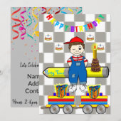 Gelukkige Verjaardag Uitnodiging Jongen Treinen (Voorkant / Achterkant)