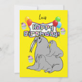 Gelukkige Verjaardag Uitnodiging Seal Balloons (Voorkant)