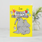 Gelukkige Verjaardag Uitnodiging Seal Balloons (Staand voorkant)