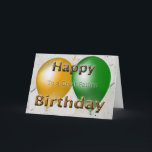 Gelukkige Verjaardag Vader Ballonnen Kaart<br><div class="desc">Happy Birthday Wenskaart voor je vader met groene en gouden ballonnen.</div>