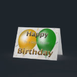 Gelukkige Verjaardag Vader Ballonnen Kaart<br><div class="desc">Happy Birthday Wenskaart voor je vader met groene en gouden ballonnen.</div>