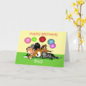 Gelukkige verjaardag vader, katten en ballonnen. kaart (Gele Bloem)