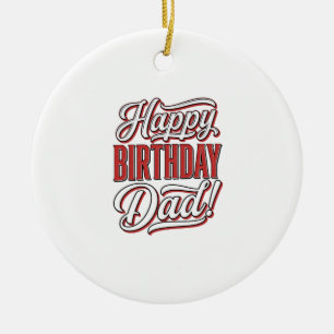Gelukkige verjaardag Vader Vintage typografie shir Keramisch Ornament
