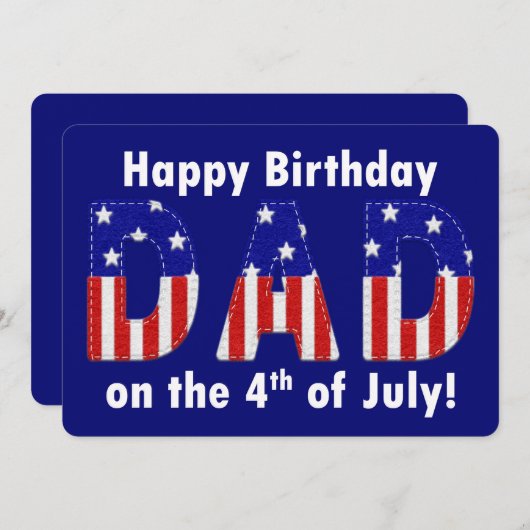 Gelukkige Verjaardag Vader Voelde Kijk 4th van Jul (Voorkant / Achterkant)