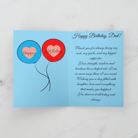 Gelukkige verjaardag vader wenskaart blauw ontwerp kaart (Binnen)