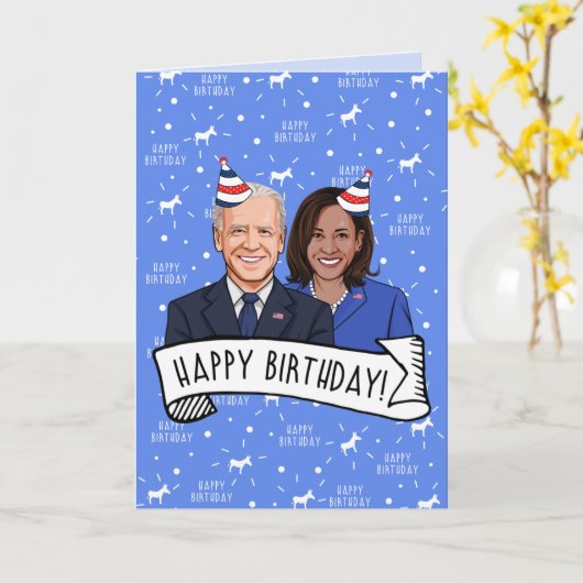 Gelukkige verjaardag van Biden Harris Kaart (Gele Bloem)