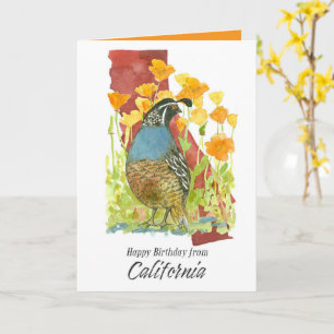 Gelukkige verjaardag van Californische Kwartel Kla Kaart