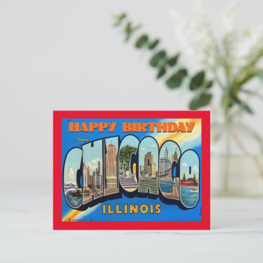 GELUKKIGE VERJAARDAG VAN CHICAGO VINTAGEPostcard Briefkaart (Staand voorkant)