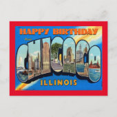 GELUKKIGE VERJAARDAG VAN CHICAGO VINTAGEPostcard Briefkaart (Voorkant)