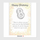Gelukkige verjaardag van de 8-jarige sticker (Vel)